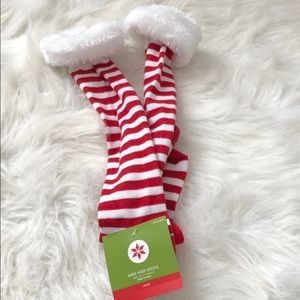 Red white stripes knee high socks!